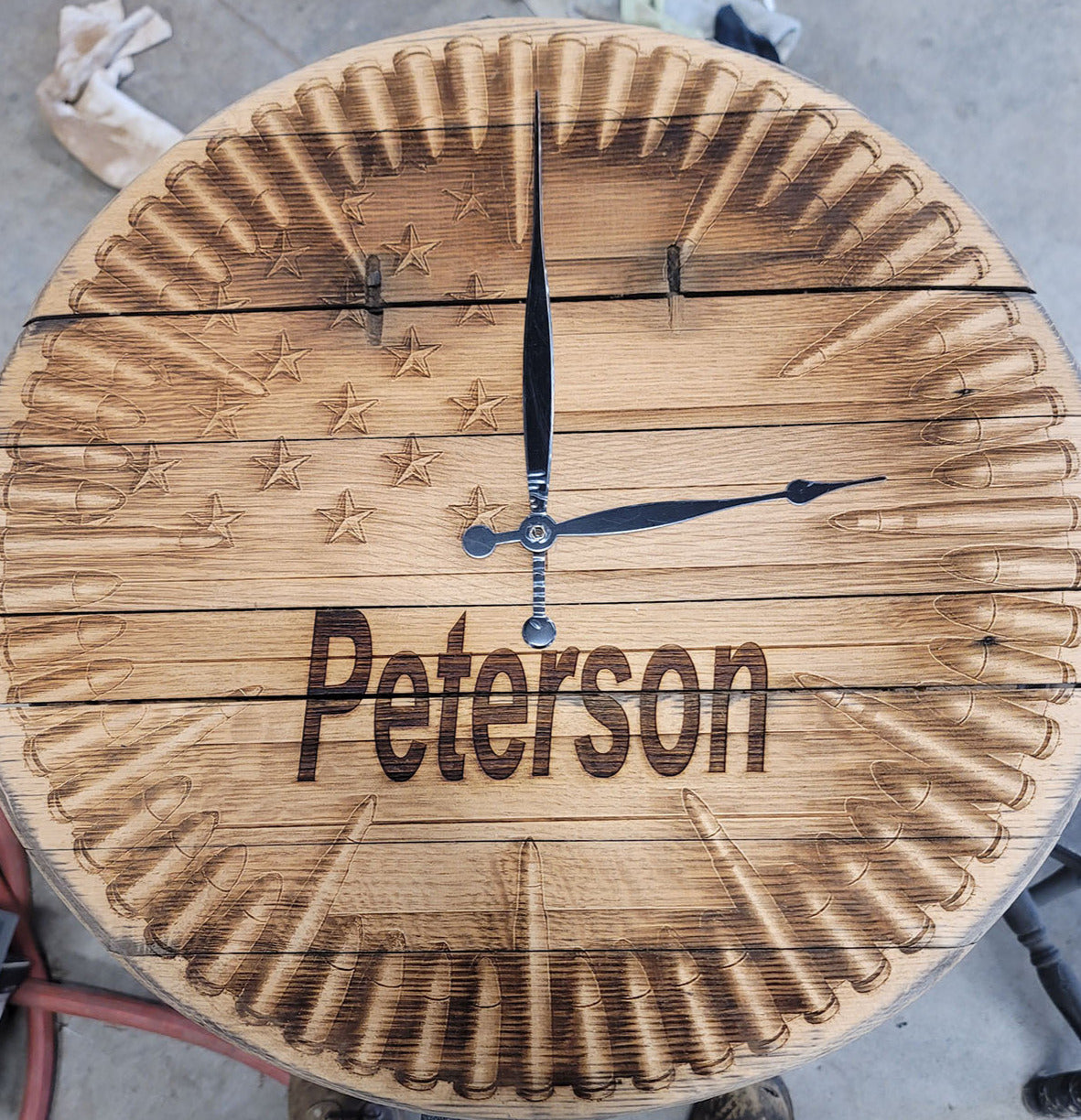 Whiskey Barrel Lid Clock