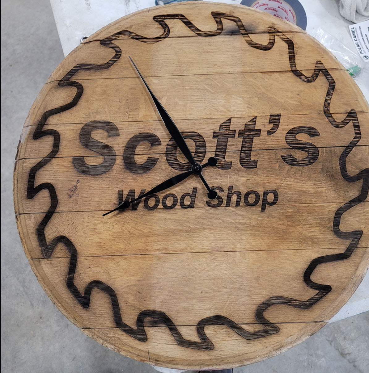 Whiskey Barrel Lid Clock