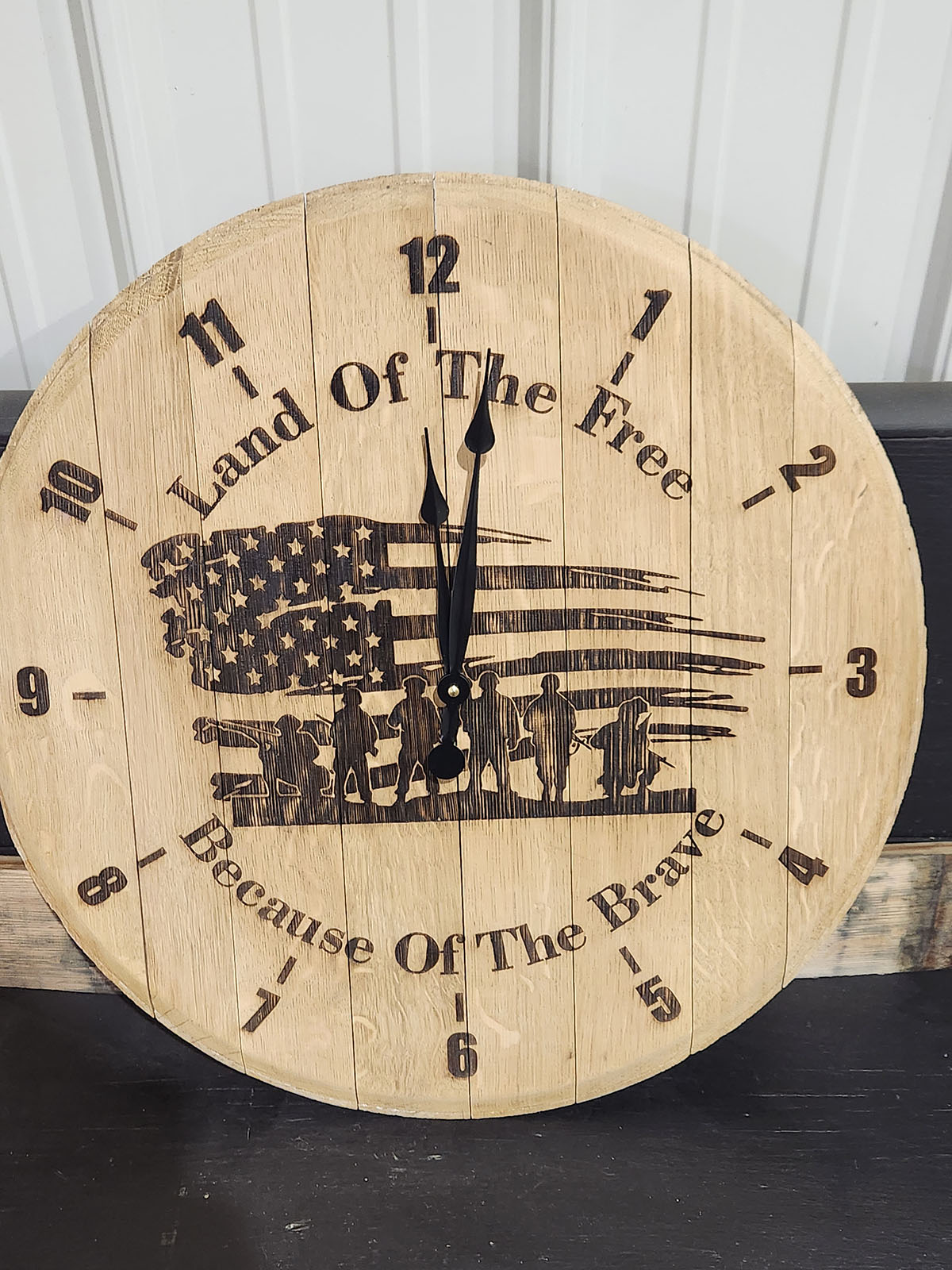Whiskey Barrel Lid Clock