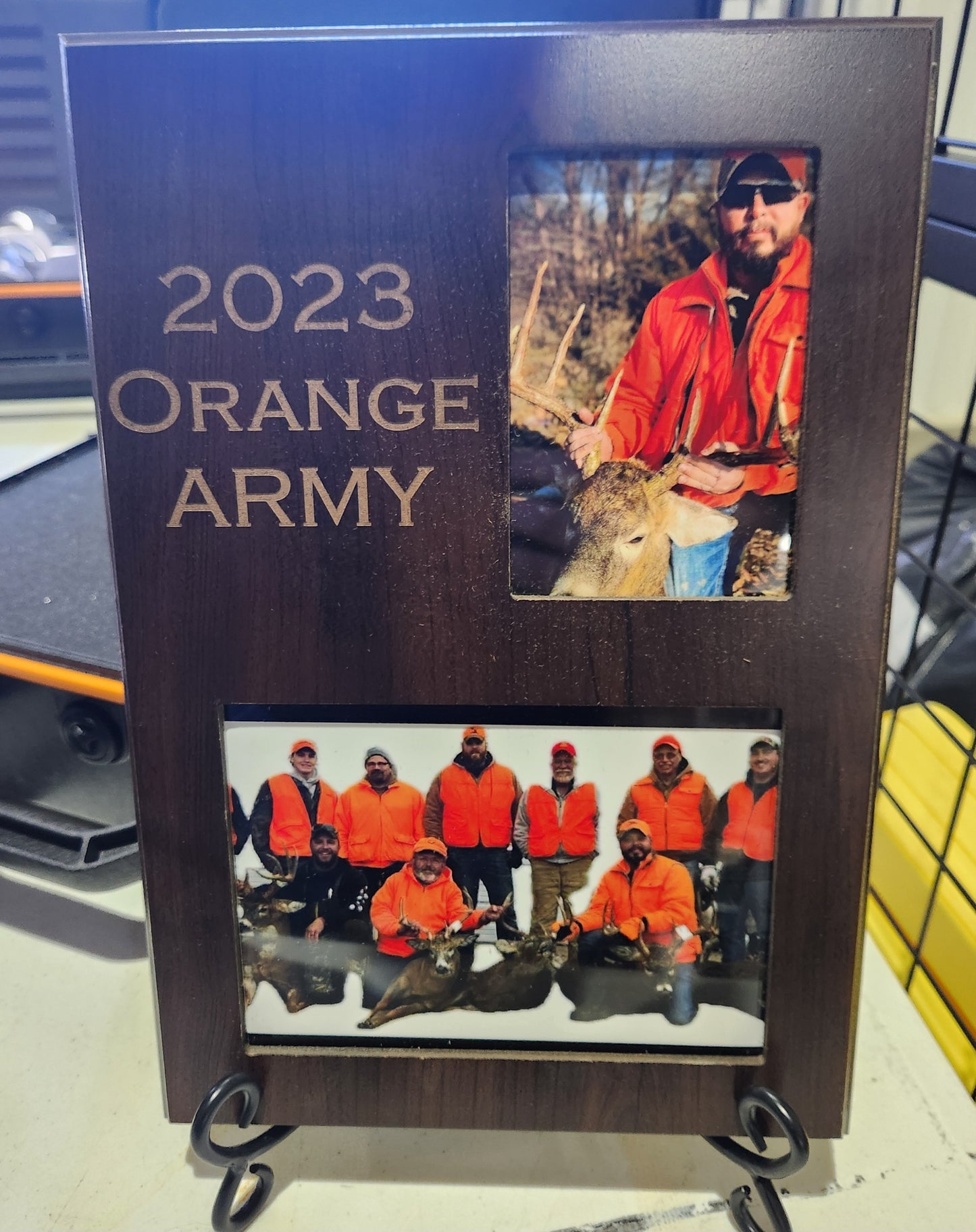 Custom 9" x 13" Value Cherry Finish Slide-In Plaque w/ 3 1/2" x 5" & 7" x 5" Windows
