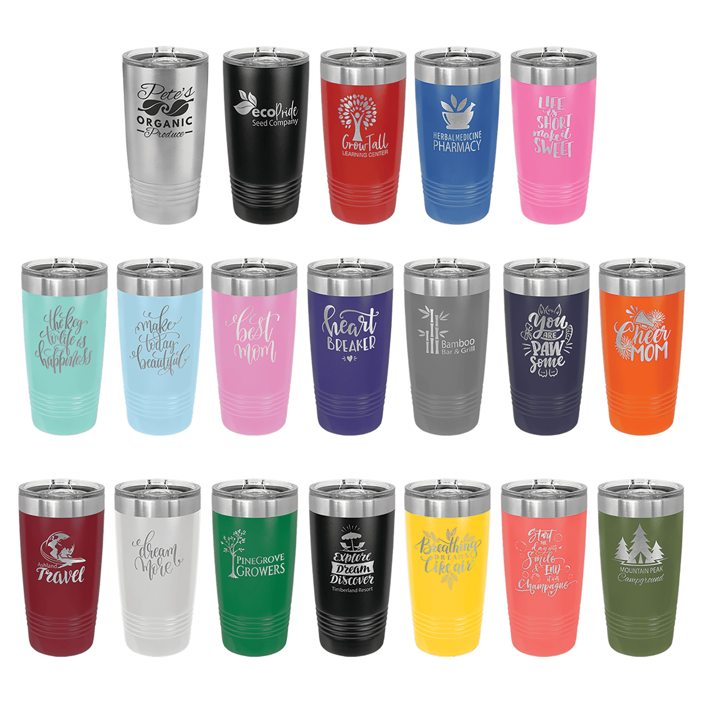 Customizable 20oz Tumblers with Slider Lids