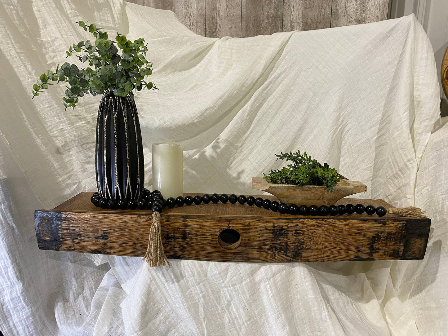 Whiskey Barrel Staves Shelf